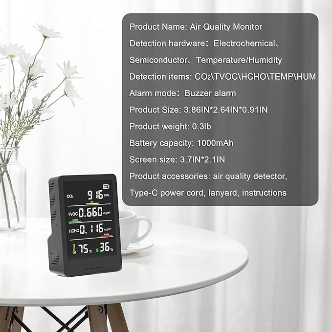 5-in-1 Professional Indoor Air Quality Monitor Indoor Portable CO2 Monitor | - Image 7