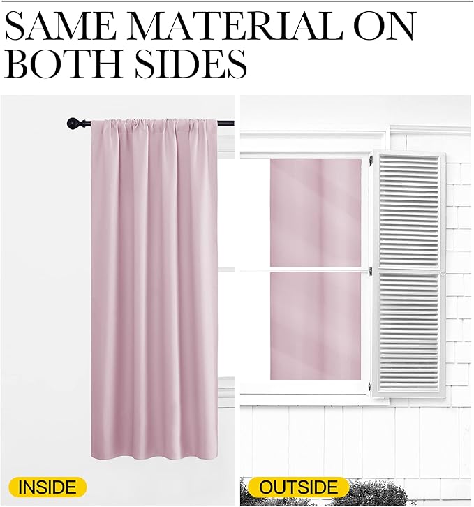 NICETOWN Blackout Curtains for RV Windows, Baby Pink, 2 Panels, Room Darkening - Image 5