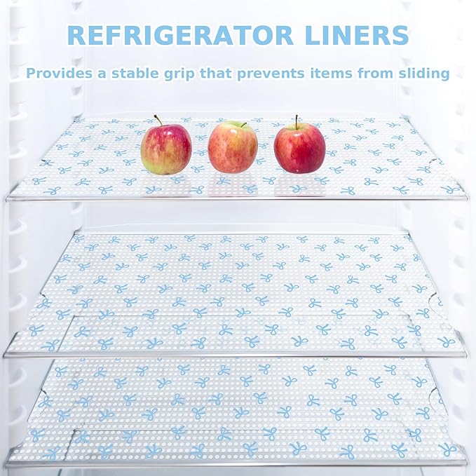 Blue Bow Refrigerator Liner Waterproof Fridge Shelf Mat Non-Adhesive Cabinet - Image 3