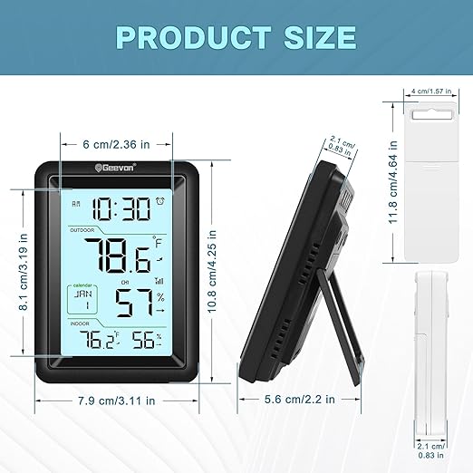 Geevon Wireless Indoor Outdoor Thermometer & Hygrometer - Image 3