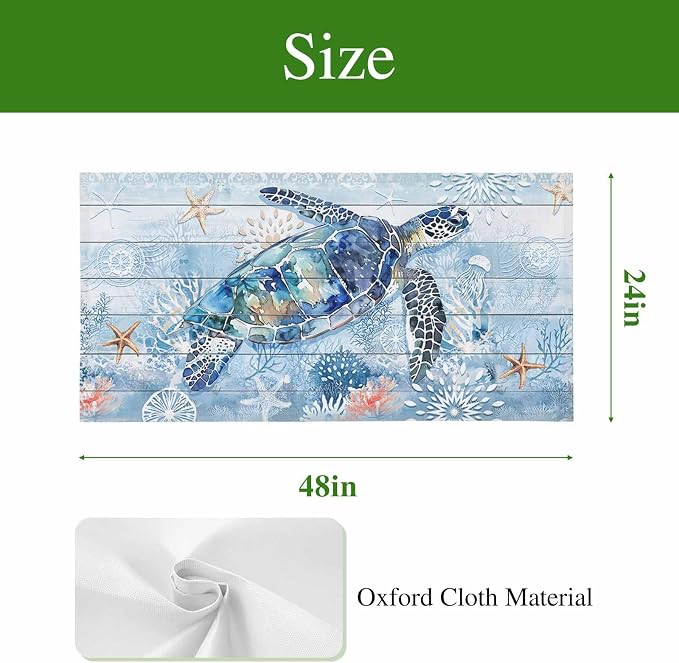 4 Pack Sea Turtle Fluorescent Light Covers Ocean Starfish Coral Blue Wood Grain - Image 9