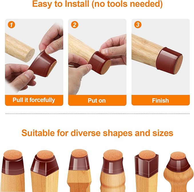 36Pcs Brown Silicone Chair Leg Floor Protectors, Floor Protectors - Image 6