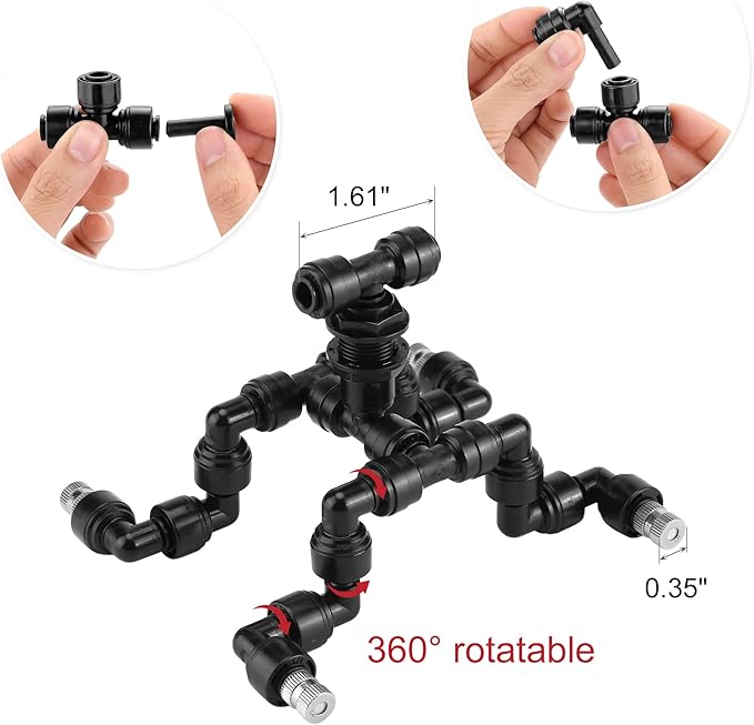 CozyCabin 4-Heads Reptile Mister Nozzles, 1/4'' Reptile Spray Nozzle 360 Degree - Image 3