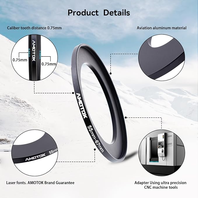 55mm Lens to 67mm Camera Lens Adapter, 55mm to 67mm Filter Step-up Ring Adapter - Image 3
