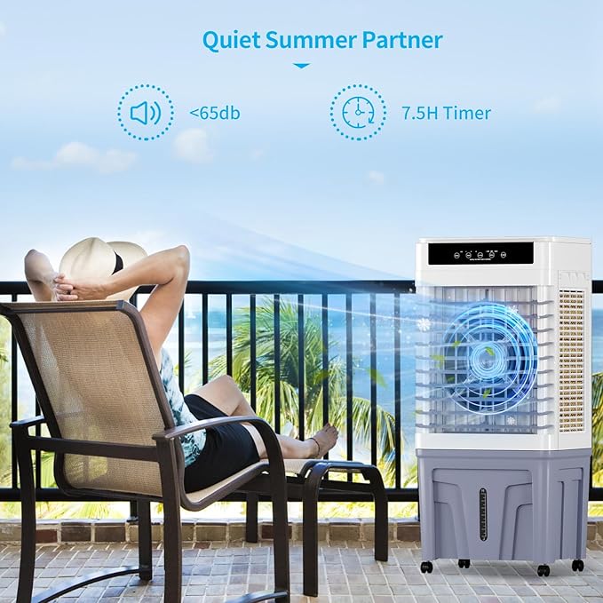 TABU 3531CFM Evaporative Air Cooler, 3-in-1 Portable Swamp Cooler - Image 6