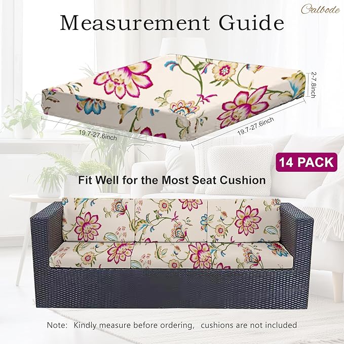 14pcs Single Seat Floral Print Outdoor Couch Cover, Waterproof Elastic - Image 2