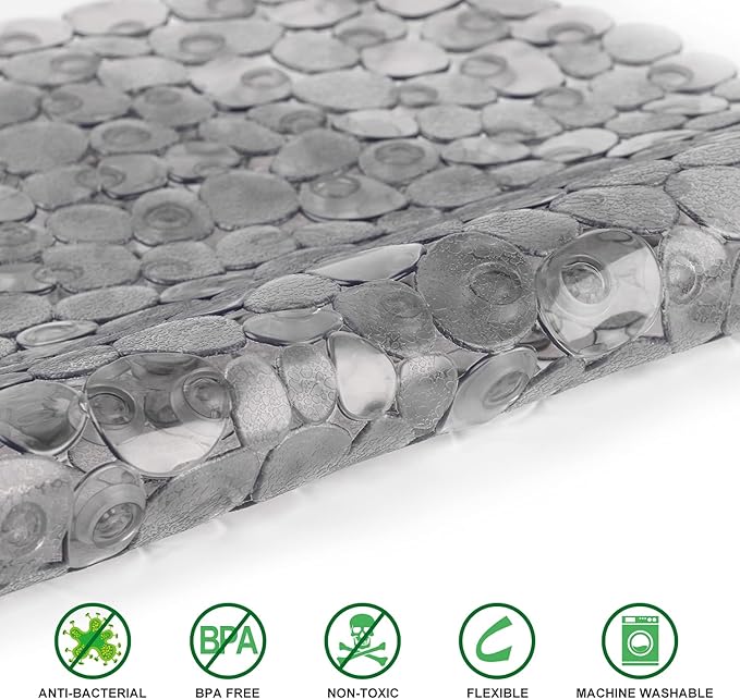 WELTRXE Pebbles Bathtub Mat Non Slip Oval Shower Mat - Image 2