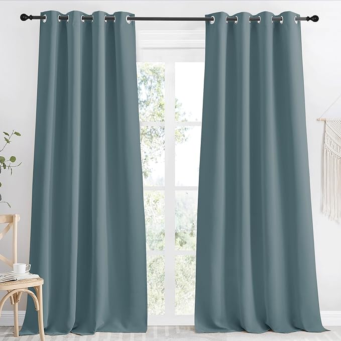 NICETOWN Greyish Blue Blackout Curtain 118 inch Long, W55 x L118, 1 Panel by NICETOWN