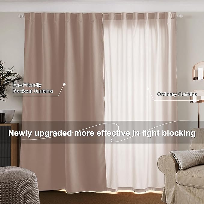 NICETOWN Pink Blackout Chenille Curtains 90 Inches Long Rod Pocket Back Tab - Image 9