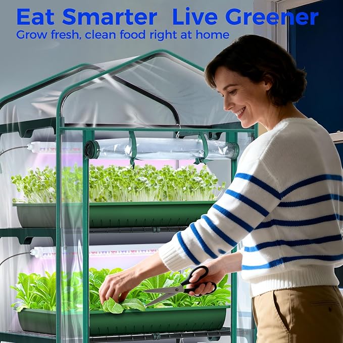 Indoor Greenhouse with Grow Light, Ohuhu 4-Tier Mini Green House - Image 8