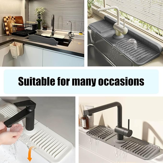 STARGAZ Silicone Faucet Mat for Kitchen Sink, Faucet Draining Mat, Sink Back - Image 6