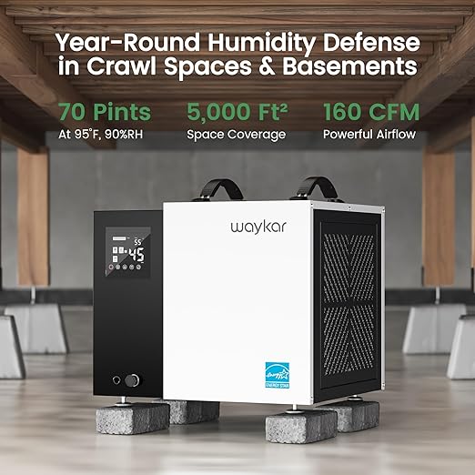 Waykar 70 Pint Energy Star Crawl Space Dehumidifier - Image 3