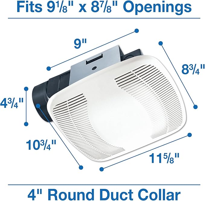 Air King 90 CFM 3.0 Sones Ceiling Mounted Snap-In Installation Bathroom Exhaust - Image 6