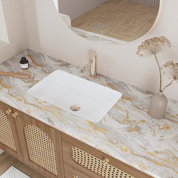 CRE8TIVE 24"x118" Wide Beige Gold Marble Contact Paper Matte Marble Wallpaper - Image 5