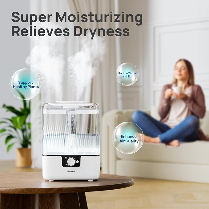 CHIVALZ 6L Humidifiers for Bedroom Large Room Home, Cool Mist Top Fill - Image 4