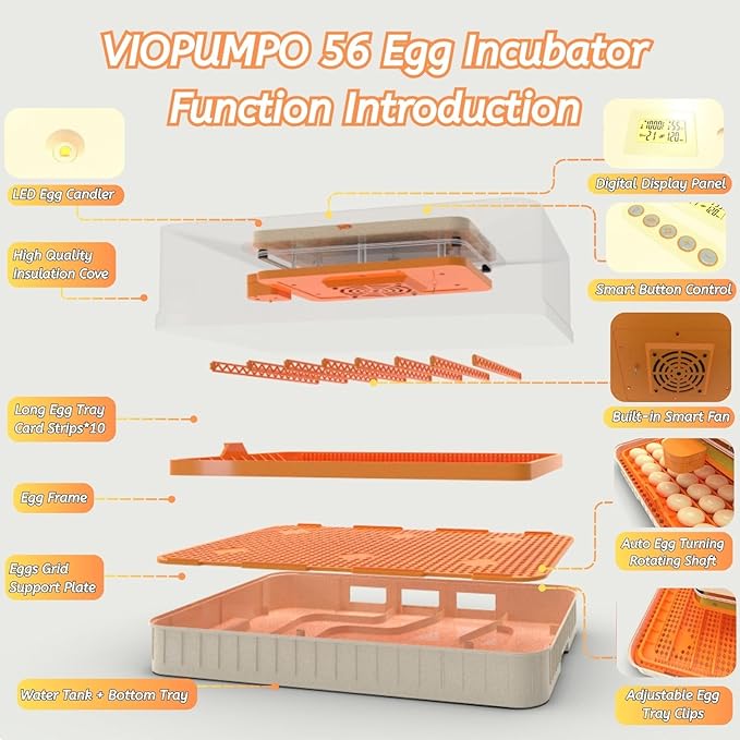 Egg Incubator for Hatching 56-154 Chicken/Quail/Turkey Eggs, 360° View Poultry - Image 8