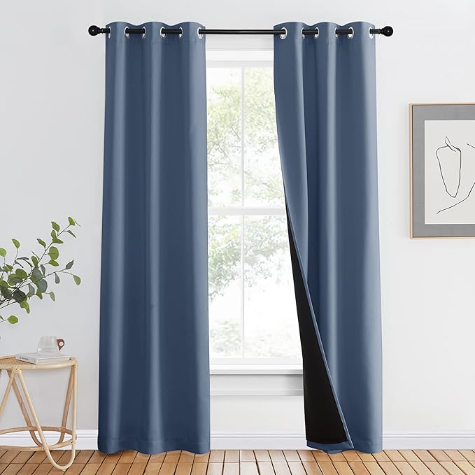 NICETOWN Complete 100% Blackout Curtain Set, Thermal Insulated & Energy by NICETOWN