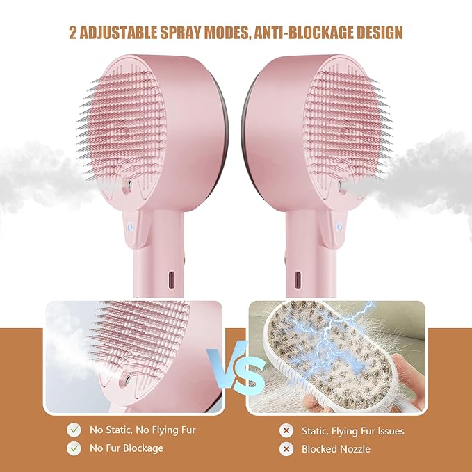Cloud Care Cat Brush for Indoor Cat Steam Brush for Shedding Spritz Defur Comb - Image 4