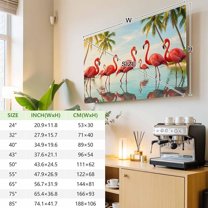 Summer Tropical Pink Flamingos Indoor TV Cover, Elastic TV Screen Protector - Image 3