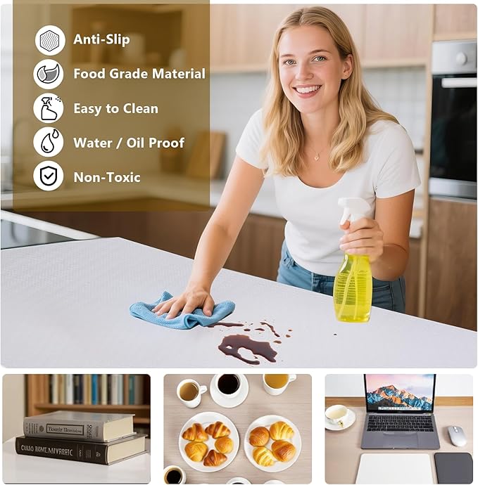 Shelf Liner, 11.8 Inches x 20 FEET Non-Slip Kitchen Cabinet Liner, Washable - Image 2