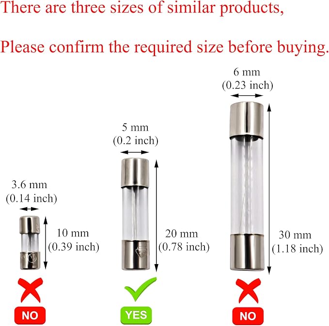 SIXQJZML 10 Pack F2AL Fast-Blow Fuse 2A 2amp 125V Glass Fuses 0.2 x 0.78 inch / - Image 3