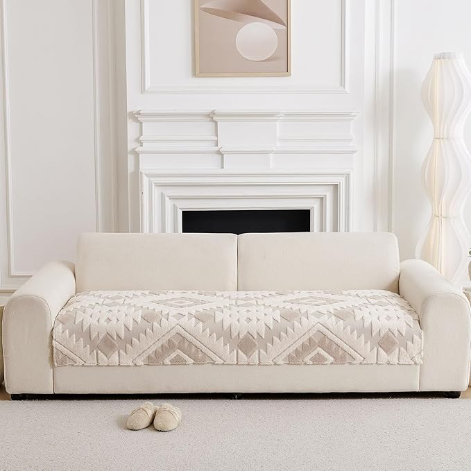 Boho Plush Couch Covers for Sofa Washable, Fuzzy Soft Couch Cover for Sectional - Image 3