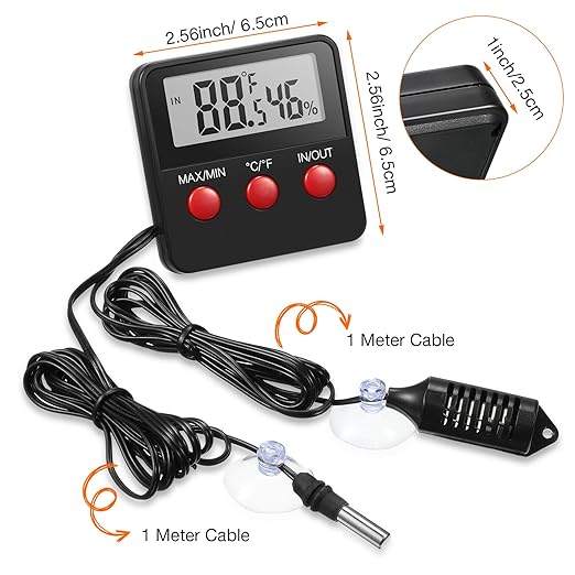 Weewooday 4 Pcs Reptile Thermometer and Humidity Gauge Reptile Terrarium - Image 2