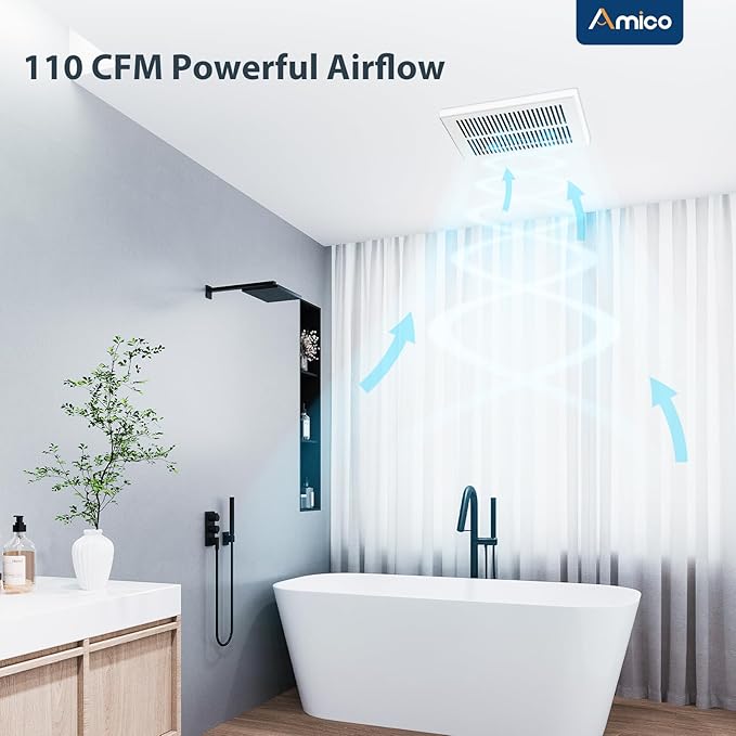 Amico Bathroom Exhaust Fan, 1.5 Sones, 110 CFM, Low Noise, Ceiling Mounted - Image 4
