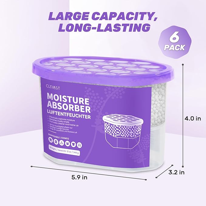 CLEVAST Moisture Absorber Boxes 6 Pack, 12 Oz Dehumidifier - Image 7