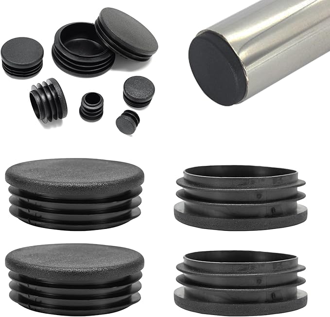 2-1/2" Plastic Hole Plugs Black -Round Chair Leg Caps, Flush Mount Pipe Plugs by EASYEAH