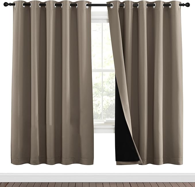 NICETOWN Taupe Full Shade Curtain Panels, Pair of Energy Smart & Noise Blocking by NICETOWN