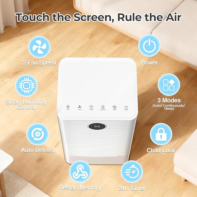 25 Pint Dehumidifier for Bedroom Bathroom Basement, 38dB Quiet, Precise - Image 6