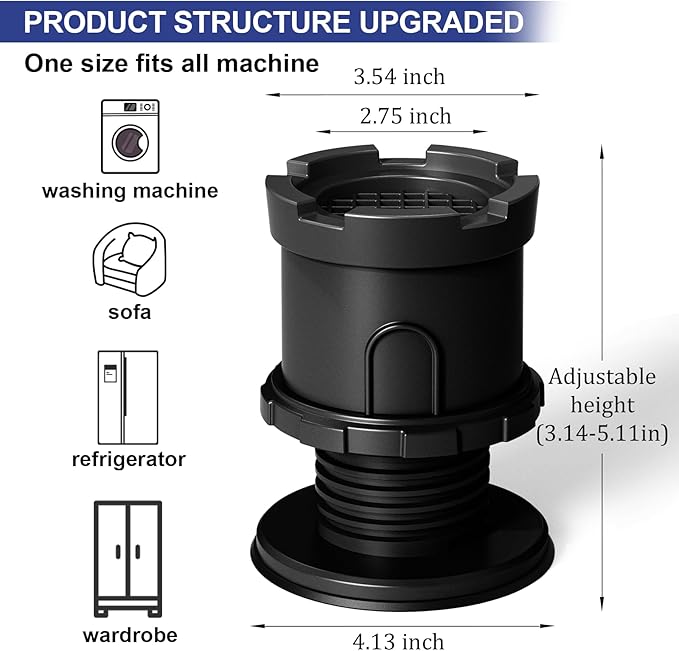 4Pcs Anti Vibration Pads for Washing Machine, Adjustable Height Stops Washer - Image 2