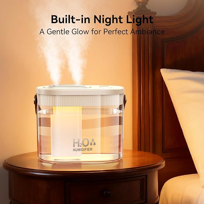 DIGIX Rechargeable Portable Humidifier-Smart Display, Night Light, Easy Clean - Image 7