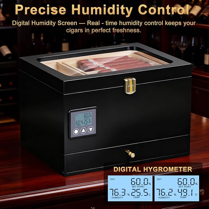 Electric Humidor Cabinet with Precision Humidity Control & Digital Display | - Image 2