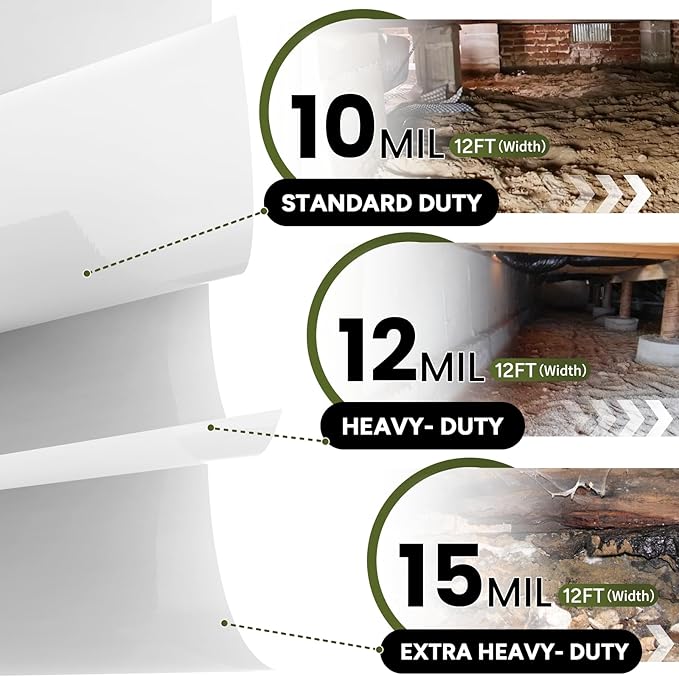 White Crawl Space Vapor Barrier, 10 Mil Vapor Barrier, Heavy Duty Polyethylene - Image 6