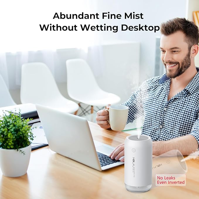 Portable Mini Humidifier, KQLKJ 350ml Small Cool Mist Humidifiers, USB Personal - Image 3