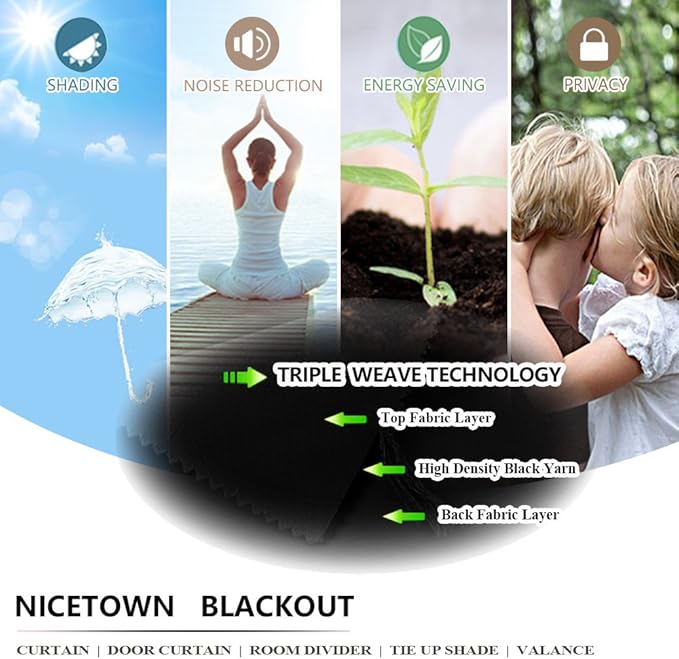 NICETOWN Black Out Curtain Panel Shade Solid Energy Efficient Eyelet Top Window - Image 4