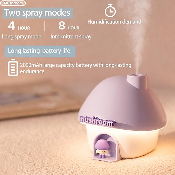 Portable Mini Humidifier, 300ml Small Cool Mist Humidifier, Personal Desktop - Image 5