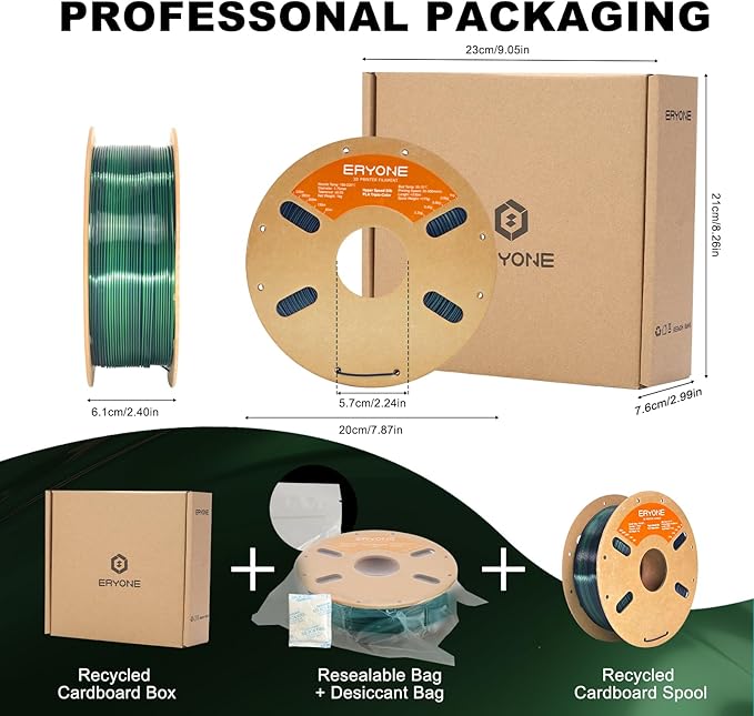 ERYONE Silk Tri Color PLA Filament 3D Printer 1.75mm +/- 0.03mm, Dark Green & - Image 6