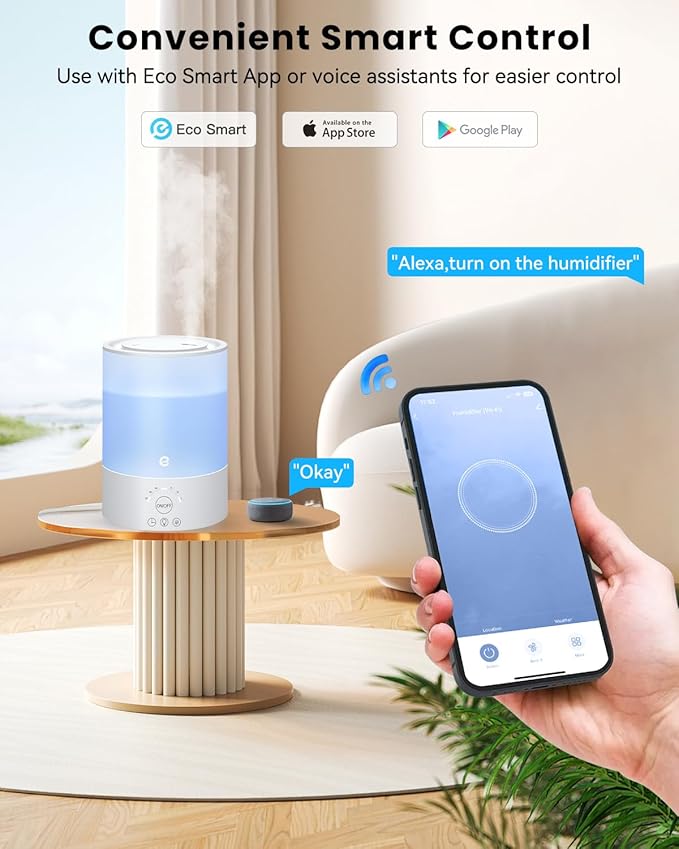 Esemoil Smart Humidifiers for Bedroom, 2.5L Top Fill Cool Mist Humidifiers - Image 2
