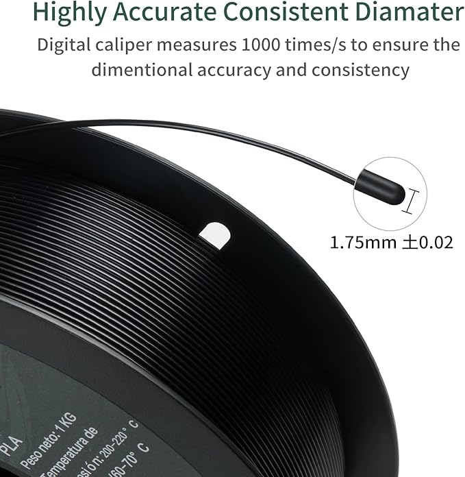 PLA 3D Printer Filament, Dimensional Accuracy +/- 0.02 mm, 1 kg Spool, 1.75 - Image 5