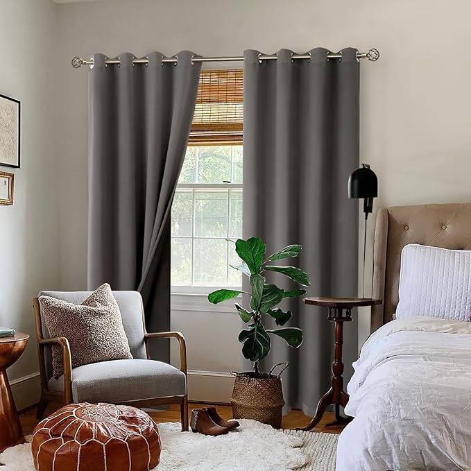 BGment Grey Blackout Curtains 95 Inches Long 2 Panels Set - Image 2