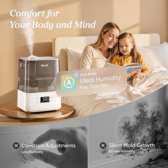 LEVOIT Humidifiers for Bedroom Large Room Home, Cool Mist Top Fill Essential - Image 2