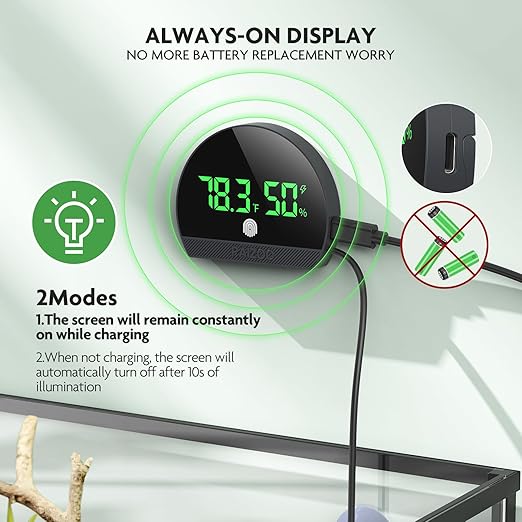 PAIZOO Reptile Thermometer Hygrometer, LED Reptile Tank Thermometer and - Image 3