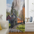 Steam Train Sheer Curtains 108 Inch Length Railroad Country Barn Rustic Trees by Unknown