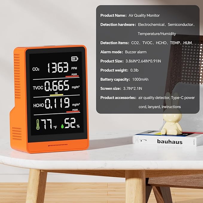 5-in-1 Professional Indoor Air Quality Monitor Indoor Portable CO2 Monitor | - Image 5
