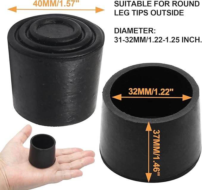 Piutouyar Round PVC Rubber Furniture Covers, 32mm / 1-1/4 Inches Table Chair - Image 4