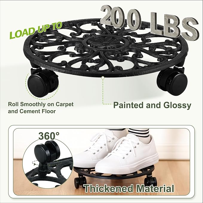 3 Packs 11 Inch Rolling Plant Stand - Image 6