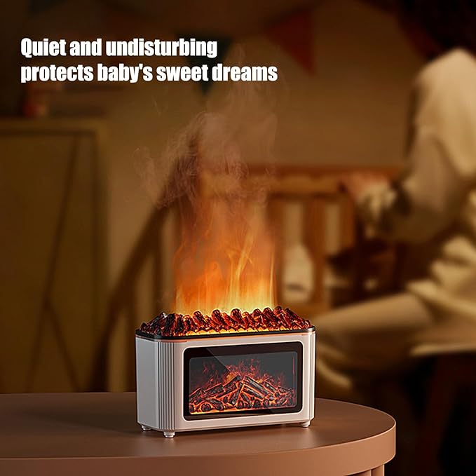 Aroma Diffuser with Fireplace Effect | 160 ml Ultrasonic Quiet Humidifier with - Image 5